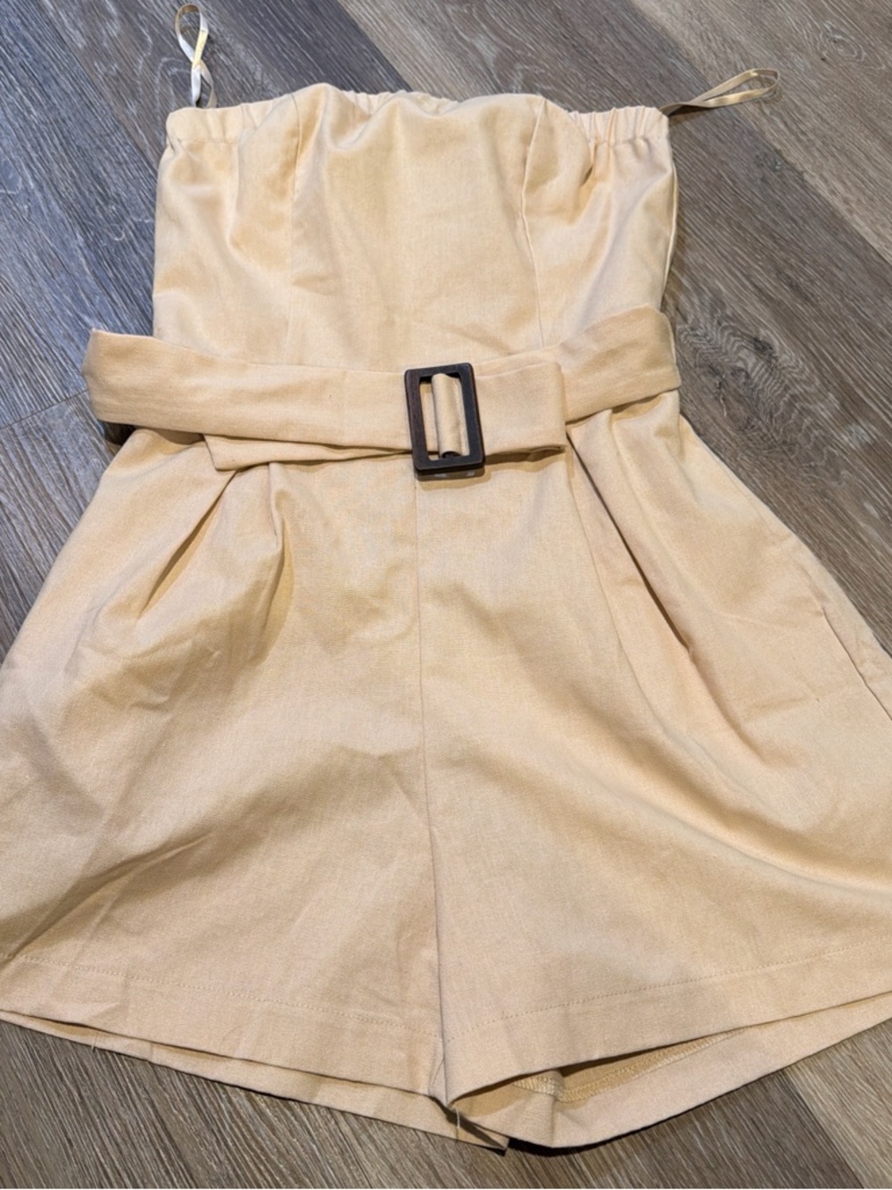 Strapless Beige Women’s Belted Shorts